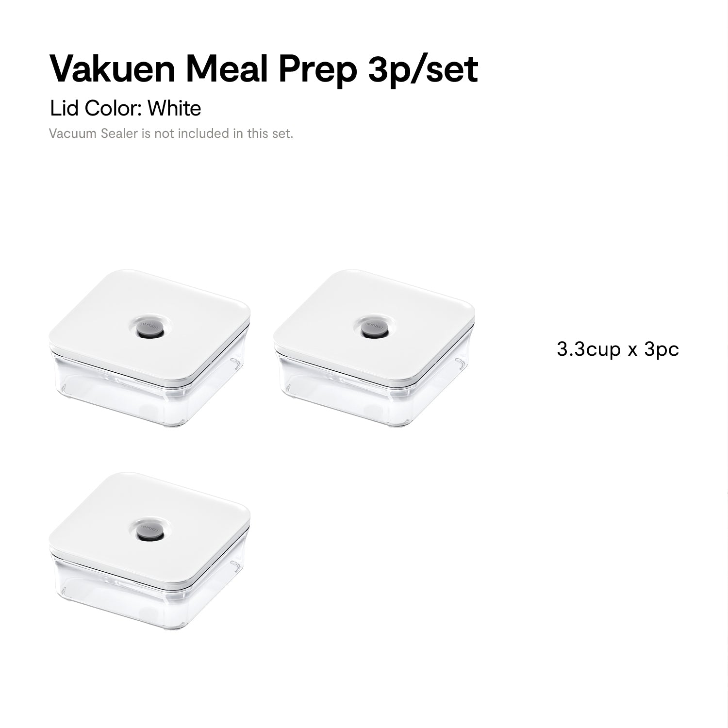 Vacuum Airtight Food Storage Containers, Meal Prep 3PC-SET