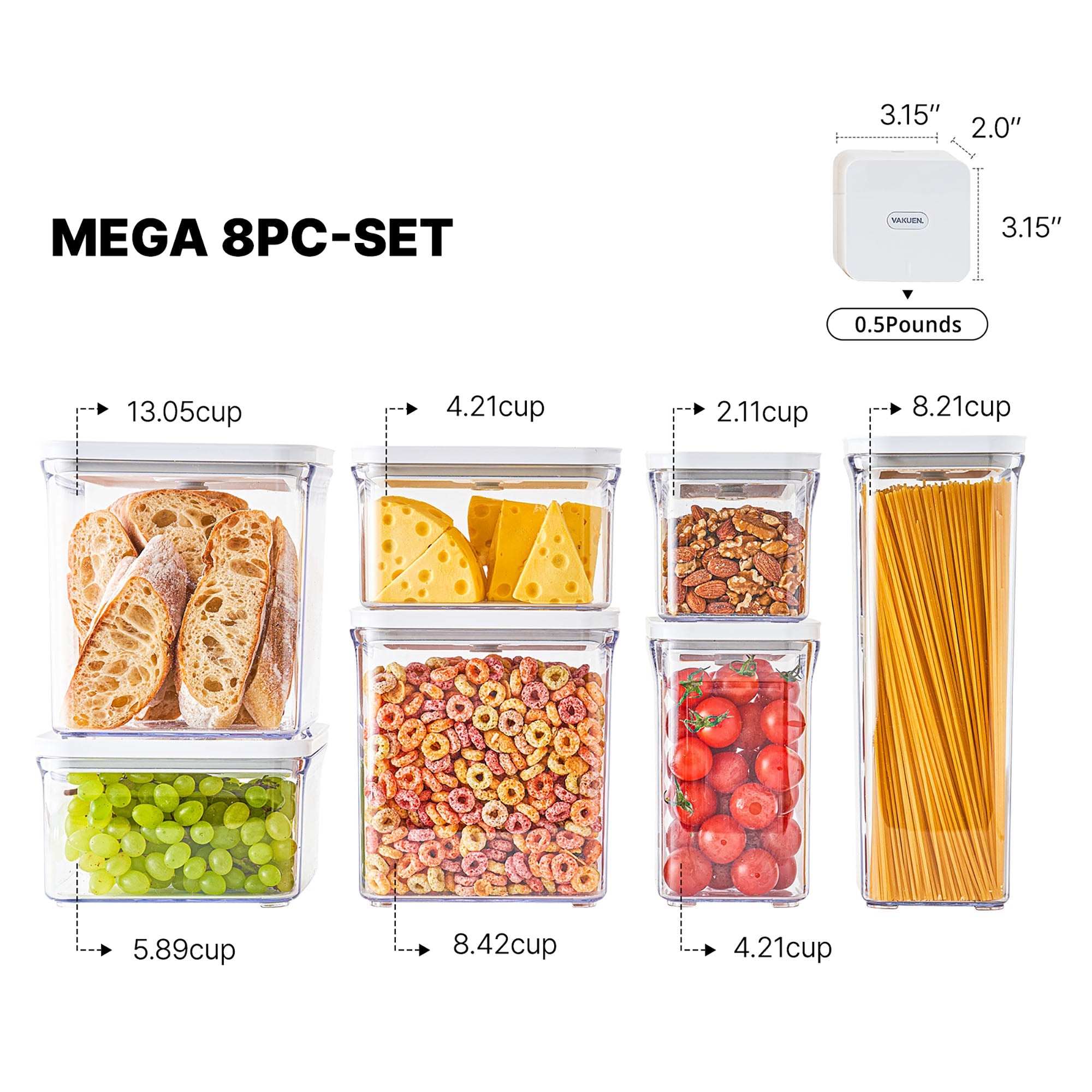 Vacuum Airtight Food Storage Container - 8pc